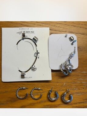 Forever 21 Silver Multi-Hoop Earring Set